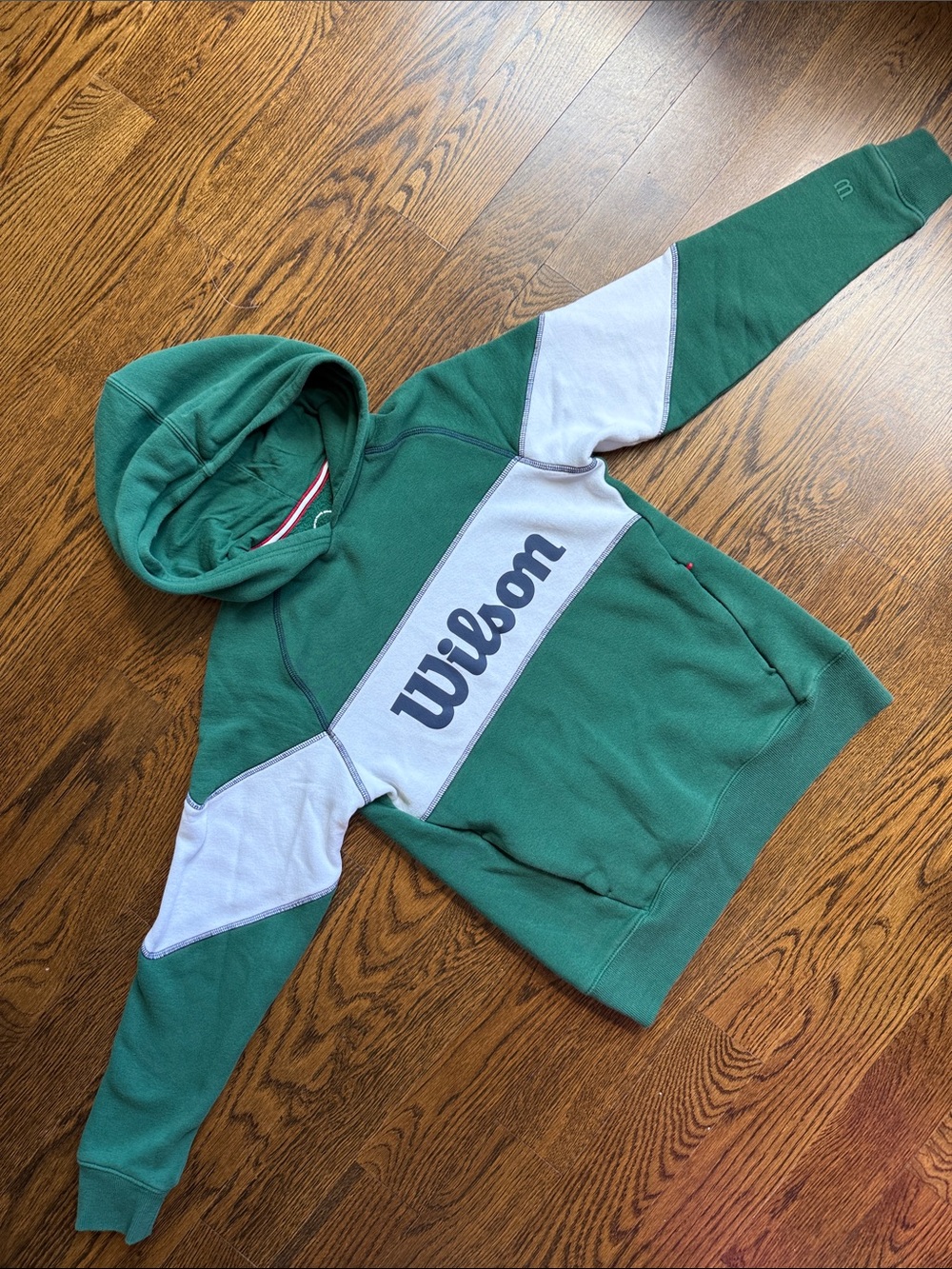 Wilson Green and White Hooded Sweatshirt with Center Logo